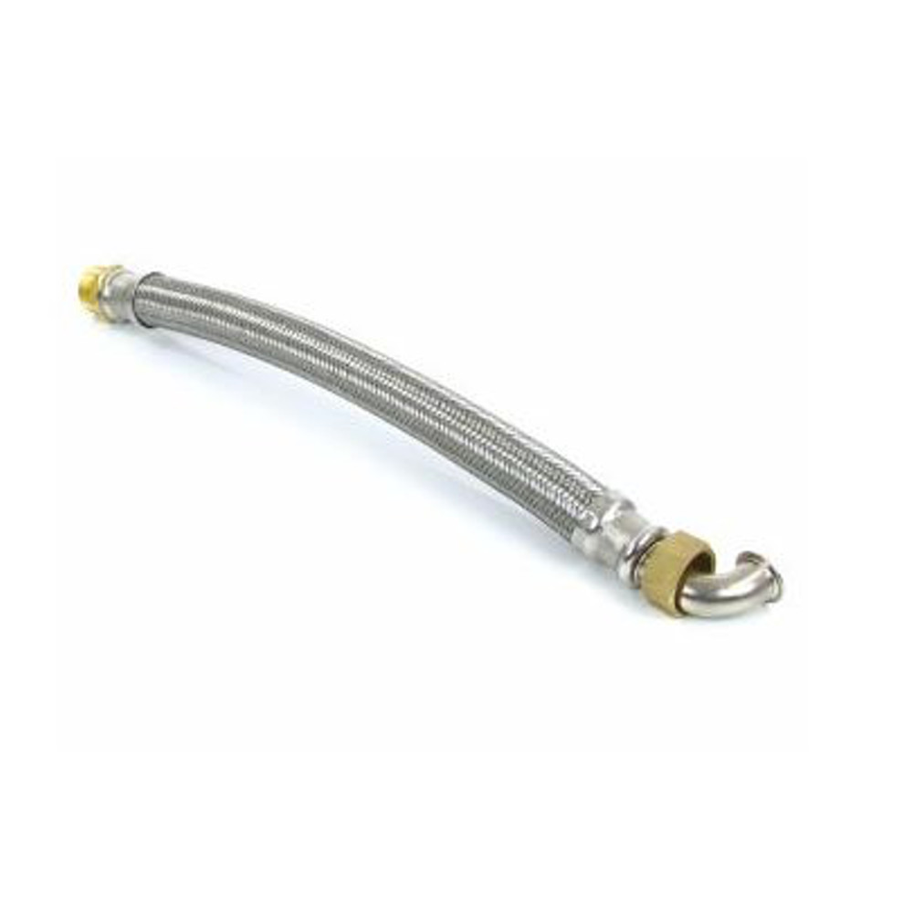 RVS AISI304 omvlechte slang met haakse wartel 1" 80cm