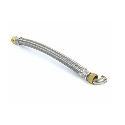 RVS AISI304 omvlechte slang met haakse wartel 3/4" 40cm