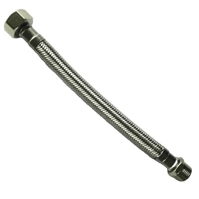 RVS AISI304 omvlechte slang met rechte wartel 1/2" 50cm